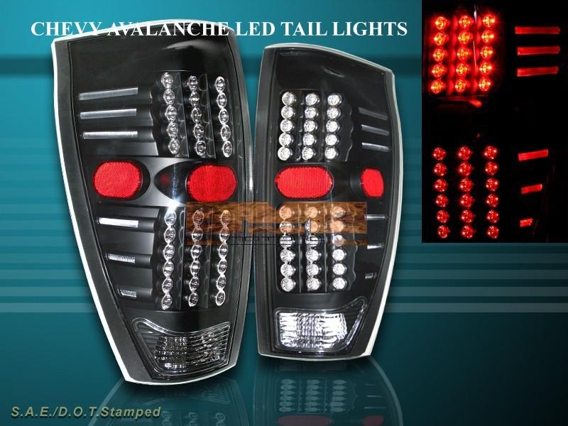 2002-2006 chevy avalanche 1500 2500 tail lights led black new 