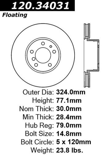 Centric-power slot 127.34031l stoptech sport rotors