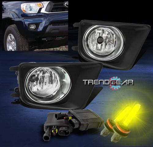 12-13 toyota tacoma bumper driving fog lights+3000k hid+chrome trim cover+switch