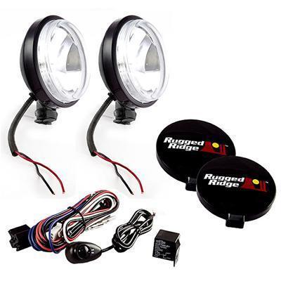 Rugged ridge halogen off-road lights 100w round 6" dia clear lens 1520758