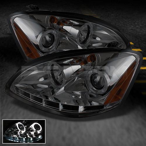 Smoked 02-04 altima dual halo projector headlights w/drl daylight led strip