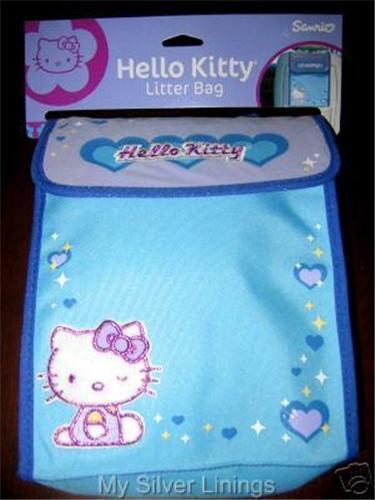 Hello kitty auto car litter bag trash wastebasket sanrio blue new