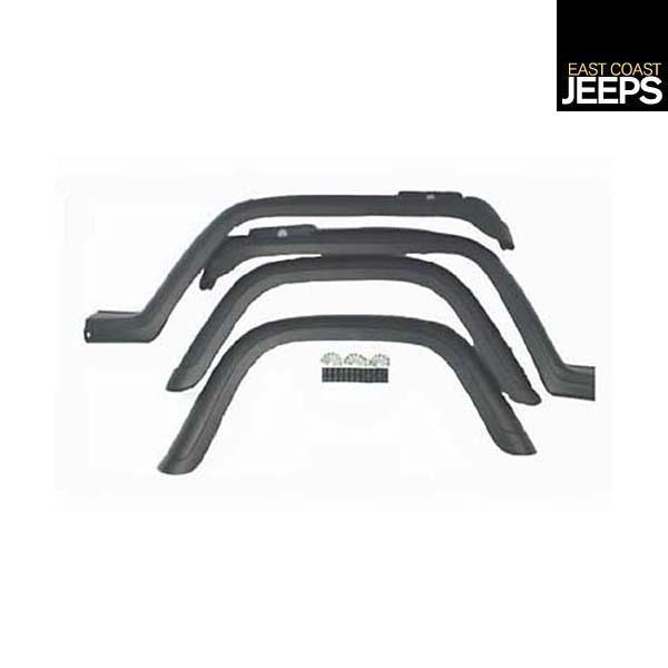 11602.02 rugged ridge 4-piece fender flare kit, 87-95 jeep yj wranglers, by