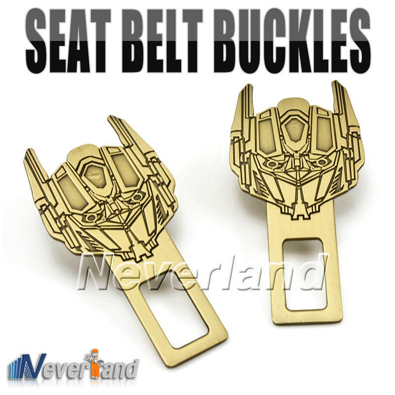 Metal transformers optimus car safety seat belt socket buckles clasp stop alarm