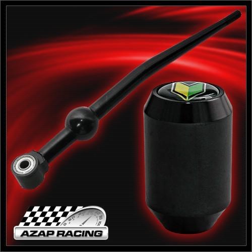 Jdm style black short shifter + wakaba badge black gear knob for honda & acura