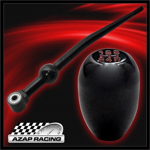 Jdm black short shifter + t-r style 5-speed black short knob for honda & acura