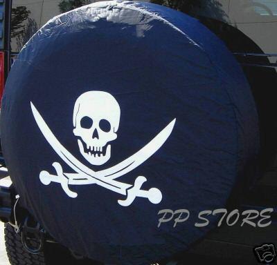 Spare tire cover 225/75r15 with cool wrangler pirate skull image zs486239p