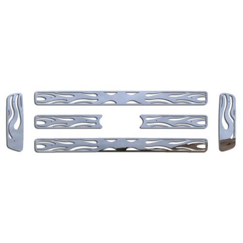 Ford superduty 05-07 vertical flame polished stainless aftermarket grille insert