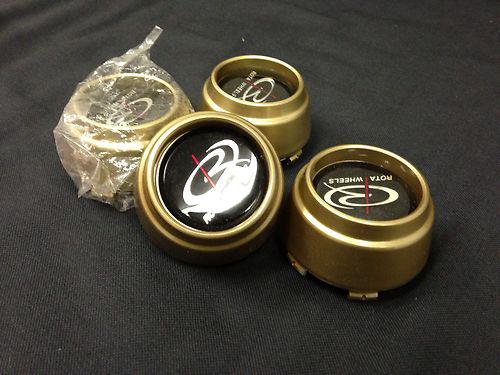 4 new rota p45r gold center caps fits p45 f p45r 