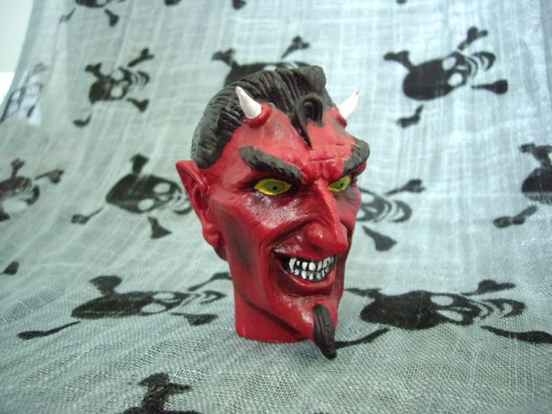 Diy rockabilly devil head shift knob greaser satan shifter handle lever red