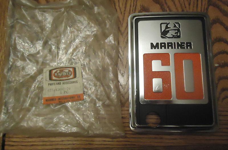 Nos 60hp mariner outboard rear cowling emblem 675-42687 -70