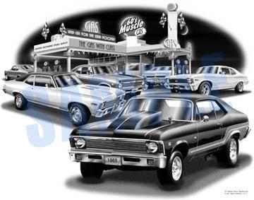 Chevy nova 1968 1969 muscle car auto art print   ** free usa shipping **