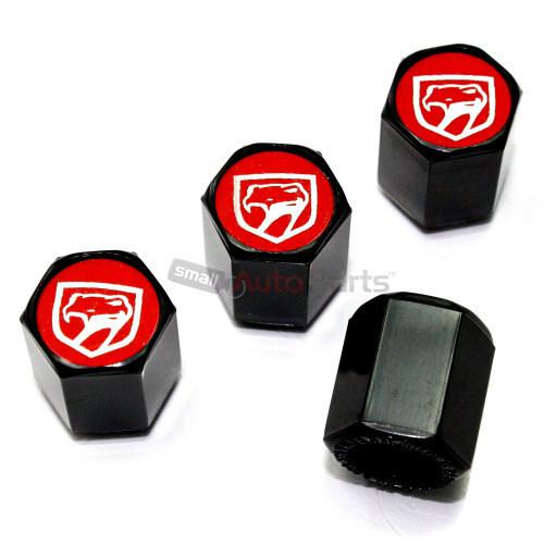 4 dodge viper old style red logo black abs tire/wheel stem air valve caps covers