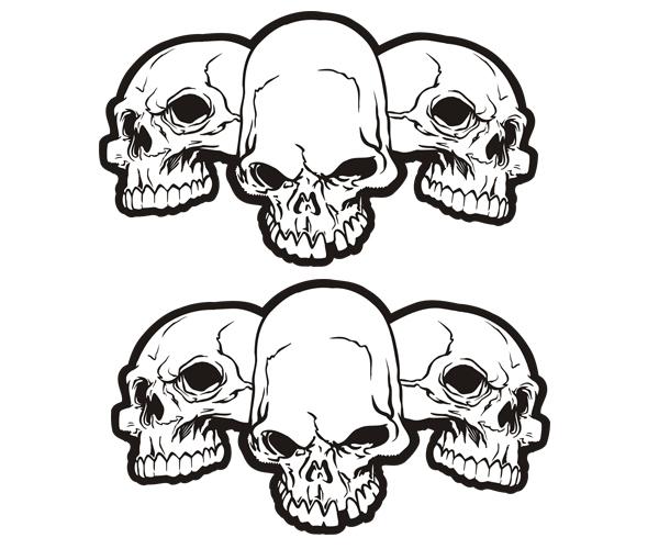 Skulls decal set 4"x2.3" skull crossbones biker motorcycle sticker s4 zu1