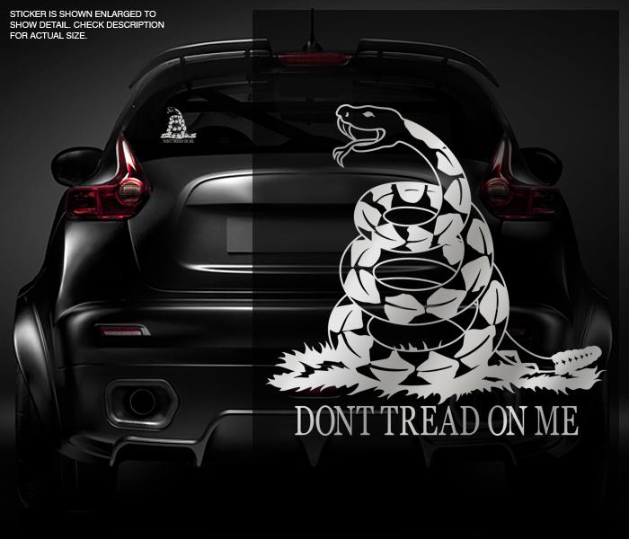 Dont tread on me decal 5"x4.8" metallic silver gadsden snake don't sticker zu1