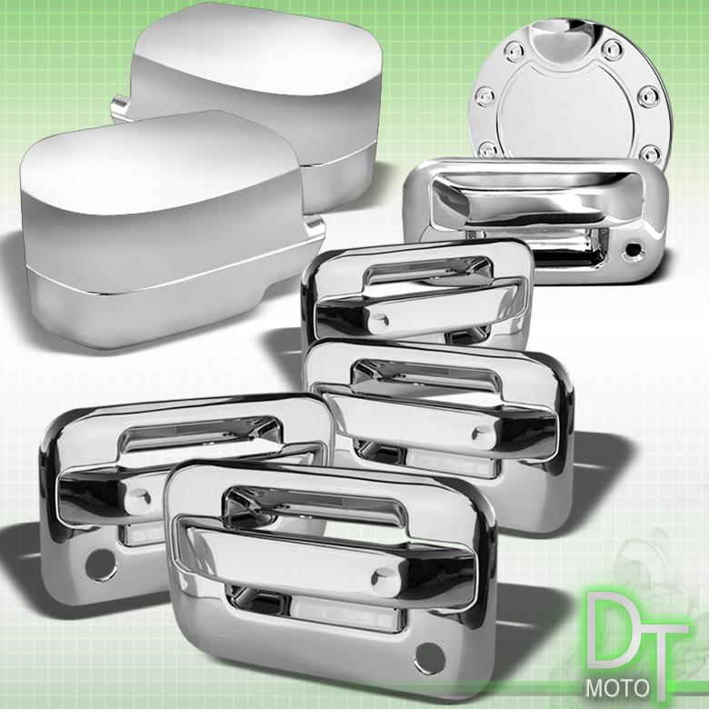 Combo 04-08 ford f150 4dr chrome door handle+tailgate+gas tank+side mirror cover