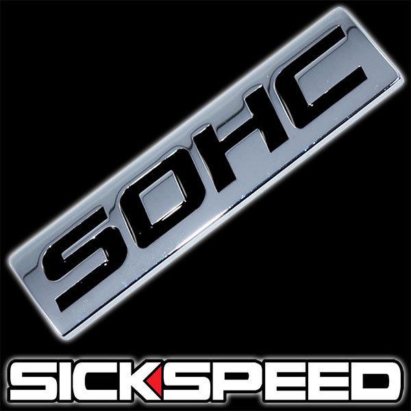 Chrome/black metal sohc engine race motor swap emblem badge for trunk hood door