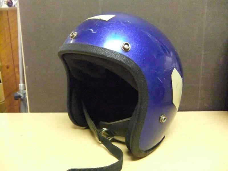 Vintage blue glitter motorcycle helmet size xl royal crusader dates read 1971-73