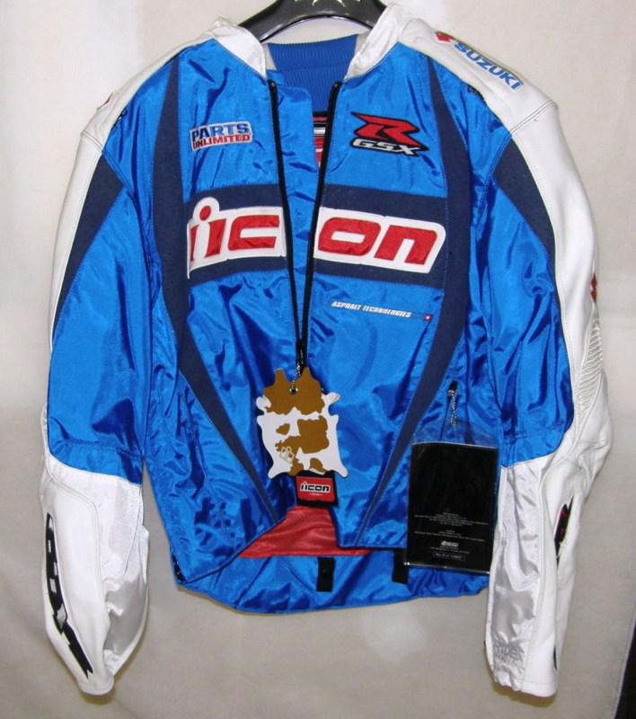 **new** icon arc suzuki gsxr jacket blue - md / medium - 2820-1324 with icon tag