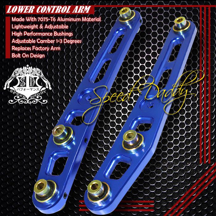 2pc suspension rear lower control arms/bar camber 88-95 honda civic crx lx blue 