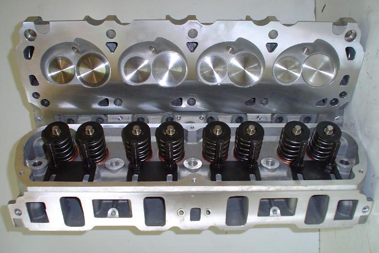 (2) flo-tek sb ford head 5.0/302ci 180cc aluminum cylinder heads 58cc 1.94/1.54