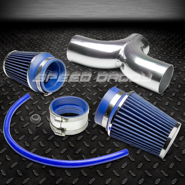 Dual/twin short ram air intake induction+blue filter kit system 99-07 jeep wj/kj