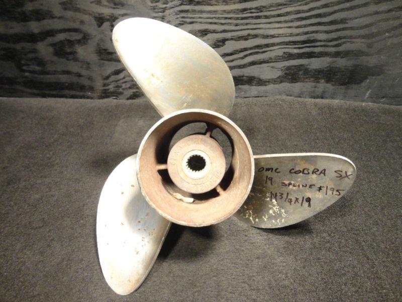 Used omc 14 3/4 x 19p cobra sx 19 saline stainless steel propeller  boat prop