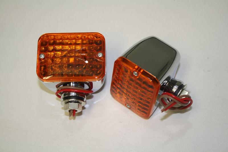 Universal chrome amber turn signal lens street rod lights chevy ford t bucket