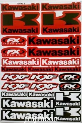 Kawasaki red dirt bike racing motorcycle sticker kit decal black white helmet  5