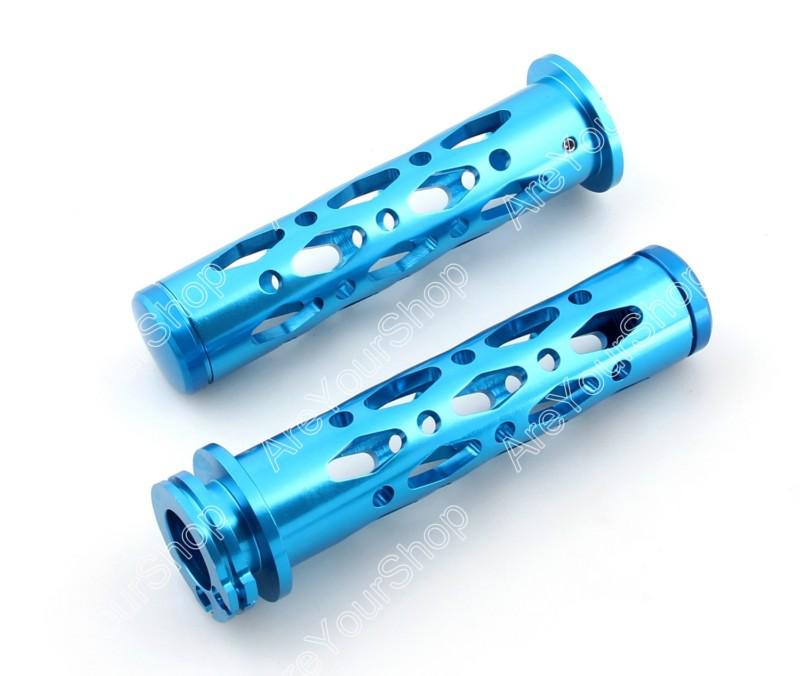 7/8 handlebar grip bar end cnc honda suzuki yamaha kawasaki ducati round blue