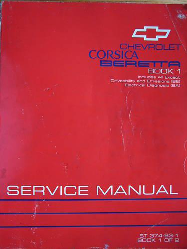 1993 chevrolet corsica & beretta service manual book st 374-93-1 1 of 2 original