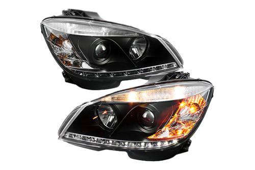 Spyder mbw20408drl black clear projector headlights head light w leds drl