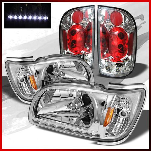 01-04 tacoma 2in1 crystal drl led headlights+ altezza tail lights comb set new