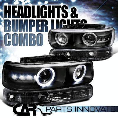 Chevy silverado tahoe suburban projector headlights w/ bumper lamps black