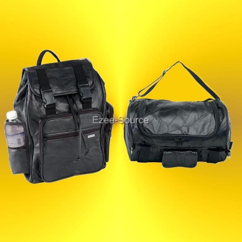 New 2pc genuine leather barrel sissy backpack bags for honda shadow rebel magna