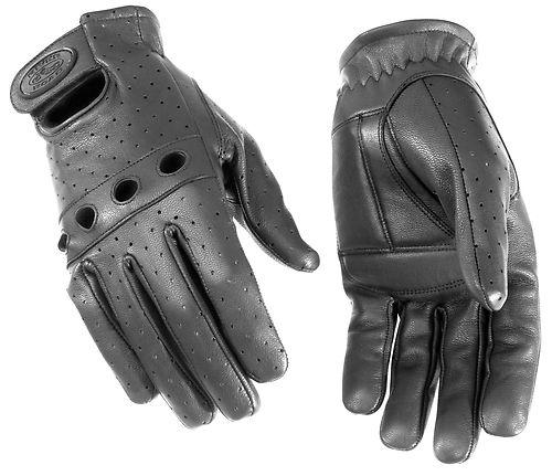 New river road mens sturgis leather motorcycle gloves, black, xs