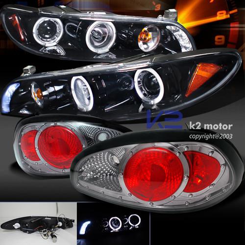 97-03 grand prix glossy black halo leo projector headlight+smoke tail lamp