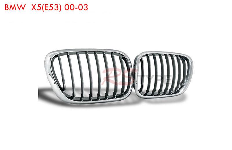 00 01 02 03 bmw e53 x5 chrome sport style front hood bumper grill grille abs 