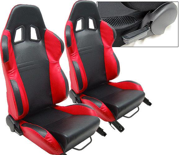 2 black & red leather racing seats reclinable + sliders volkswagen new *