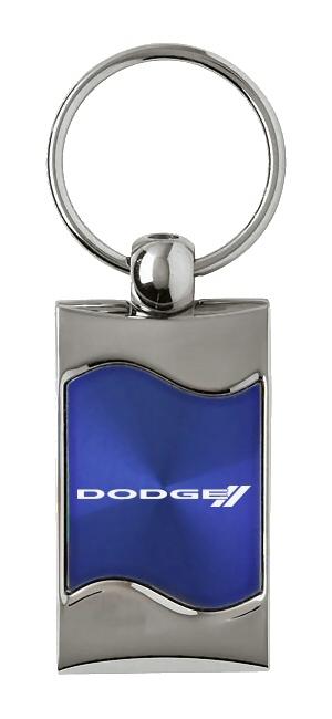 Dodge stripes blue rectangular wave key chain ring tag key fob logo lanyard