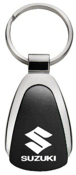 Suzuki black tear drop metal keychain car ring tag key fob logo lanyard