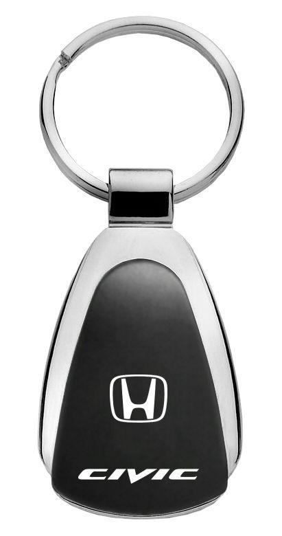 Honda civic black tear drop metal key chain ring tag key fob logo lanyard