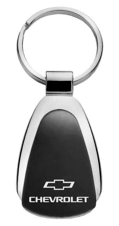 Chevrolet black tear drop metal key chain ring tag key fob logo lanyard