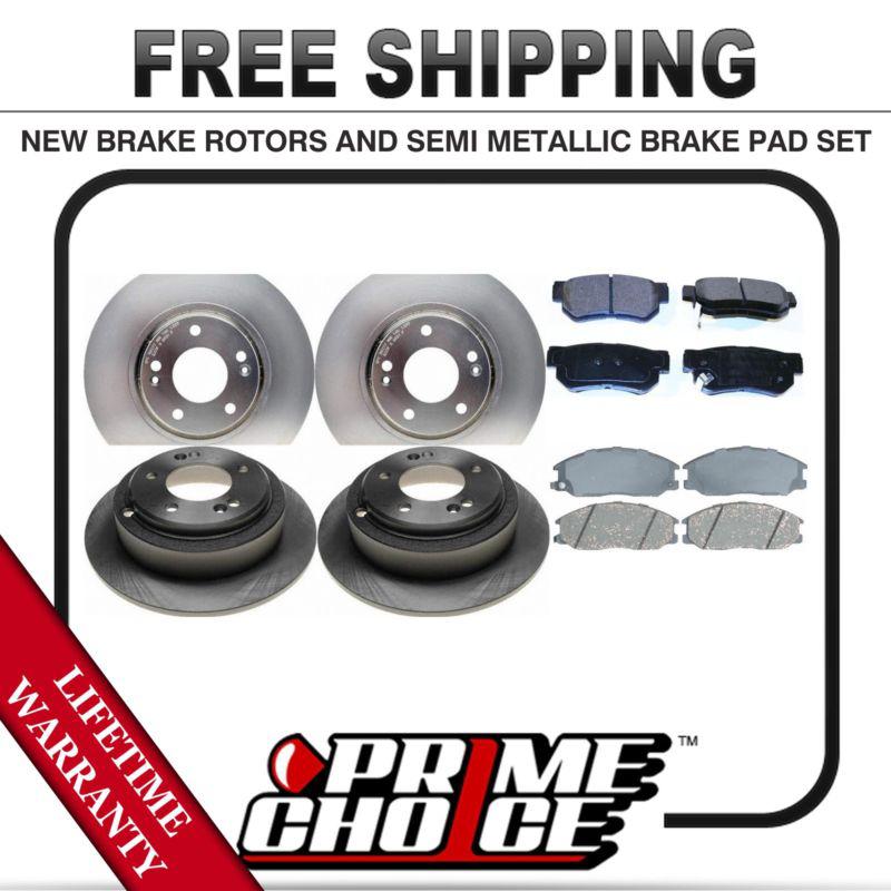 Front + rear kit (4) brake rotors & (8) brake pads with lifetime warranty