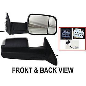 Textured black power heated side view door mirror assembly passenger's right