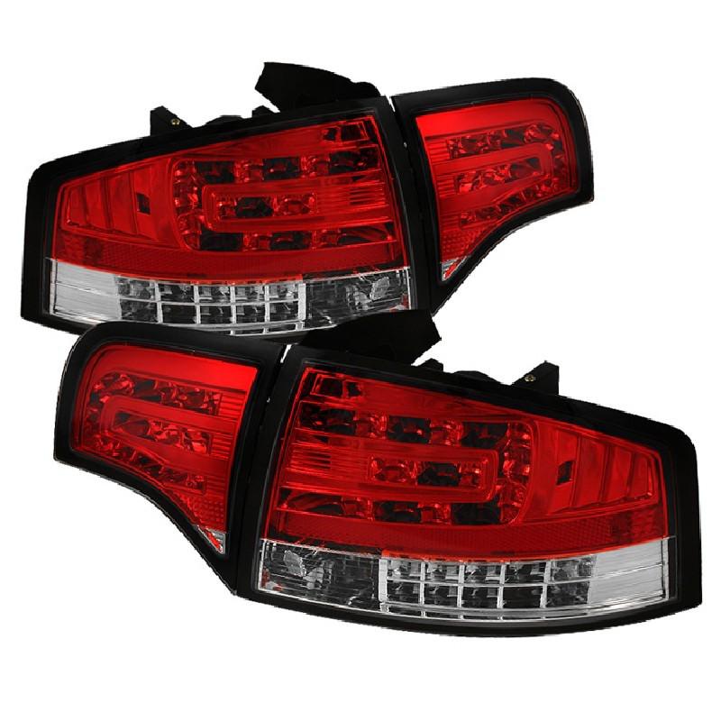 Tln autoparts audi a4 4dr 2006 07 08 led tail lights - red clear