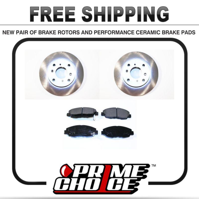 Premium front disc rotors + performance ceramic brake pads kit left + right pair