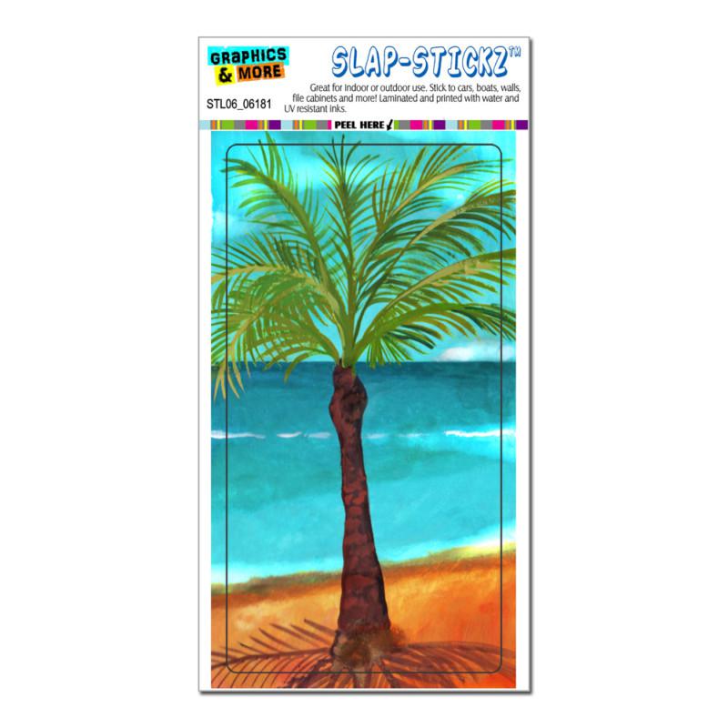 Palm tree blue - beach tropical ocean hawaii island slap-stickz™ bumper sticker