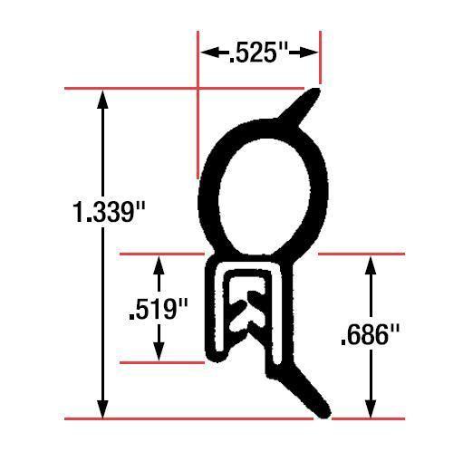 Fairchild universal weatherstrip 1609 trim edge seal 82" .060"-.079"