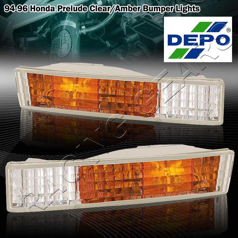 1994-1996 honda prelude depo amber/clear lens chrome turn signal bumper lights